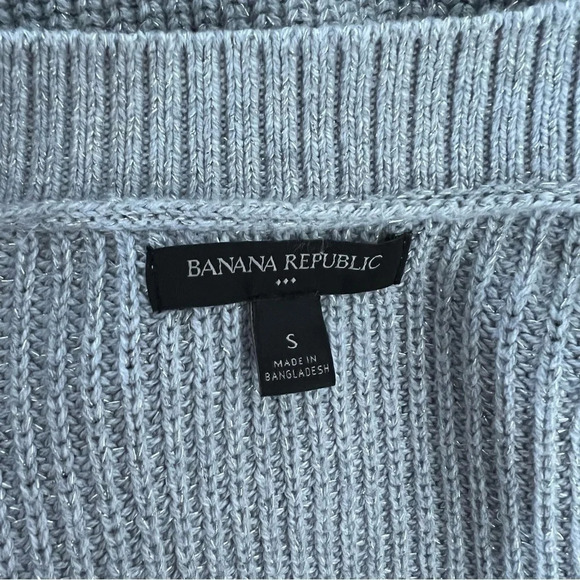 Banana Republic Gray Silver Metallic Cardigan Sweater Small Long Sleeves Pull On - Picture 6 of 6